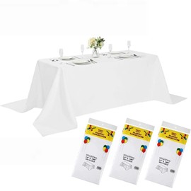 White Table Covers 3 Pack, 54 * 108 inch White Disposable Tablecloth and Wrinkle Resistant Washable Table Cloth, Decorative Fabric Table Cover for Dining Table, Plastic Cover for Rectangle Tables