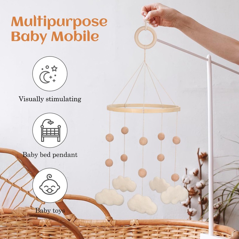 Felt Cloud Mobile for Crib - Baby Mobile for Crib