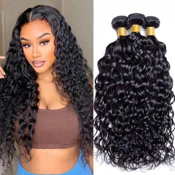 Water Wave Human Hair Bundles 10 12 14 Inch 100%