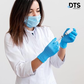 DTS PROTECT Nitrile Gloves - Disposable Gloves Box of 100 - Blue Gloves - Free from Latex Gloves - PPE Gloves, Sterile Gloves, Medical Gloves and Surgical Gloves (Extra Small)