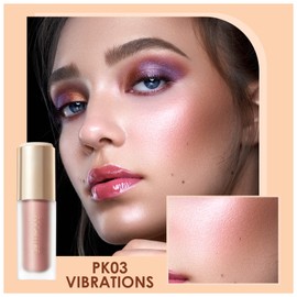 FOCALLURE Shimmer Liquid Highlighter, Smooth Cream Formula and Non-greasy Finish,Delivers a Natural Glow, Long Lasting Illuminator Highlighter Face Enhancing Makeup,Vibrations