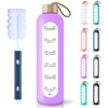 PROBTTL 32 Oz Borosilicate Glass Water Bottle with Time Marker