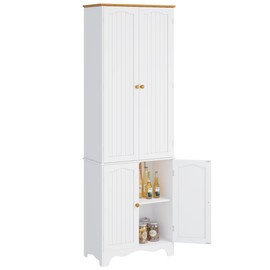 Function Home 72" Kitchen Pantry Cabinet, Freestanding Storage Cabinets, Tall Food Pantry with Doors and Adjustable Shelves, Utility Floor Cabinet for Kitchen Dining Room Living Room, White