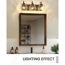 zeyu Bathroom Light Fixtures, 3-Light Bathroom Vanity Light, 20 Inch Modern Wall Sconces with Water Ripple Globe Shade, Oil Rubbed Bronze Finish, ZSL72BG-3W ORB-WG