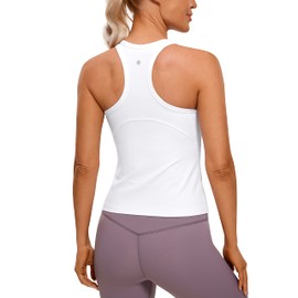 CRZ YOGA Butterluxe Womens Racerback Tank Top High Neck Workout Tops Athletic Sleeveless Top Camisole Gym Tanks White Medium