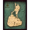 Block Island, Rhode Island 3-D Nautical Wood Chart, Small, 16"