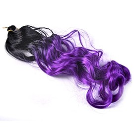 French Curl Crochet Braid Deep Wave Synthetic Hair Extensions Pre Stretched Bouncy Braiding Hair 22 inch 150g Spanish Candy Curly (1BPurple)
