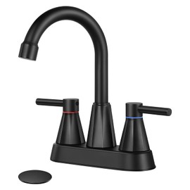 4 inches Bathroom Faucet for 2 Hole or 3 Hole,2-Handle Bathroom Sink Faucets with Pop Up Drain Matte Black