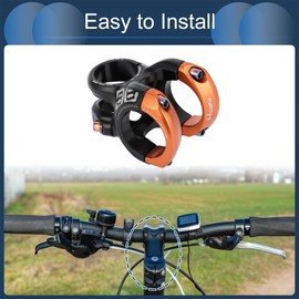 INFINAUTO Mountain Bike Stem Short Handlebar, 35mm Stem 40mm, Bicycle Road Bike MTB BMX Fixie Gear Cycling, 0-Degree Rise Cycles Short Stem, Black Orange, 1 Pc