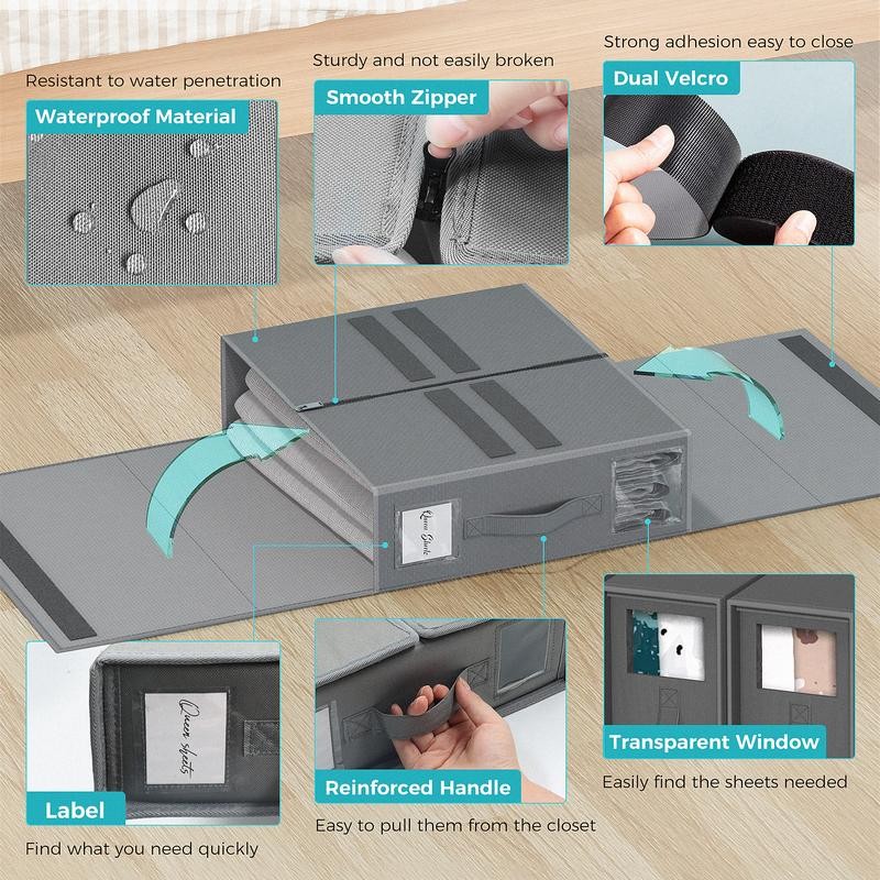 Bed Sheet Organizers and Storage (Queen or King Size), Foldable