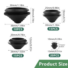 LPZMPZ Pack of 60 Waterproof Cable Grommets Rubber Grommets for Cables 10 mm/20 mm/25 mm/30 mm Rubber Tower, for Cables, Wire, Plugs, Electrical Appliances (Black)