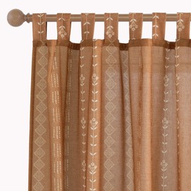Boho Terracotta Tab Top Bohemian Curtains for Fall Living Room Rust Colored