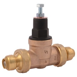 SharkBite 1/2 Inch EB45 Double Union Pressure Regulating Valve (PRV), Push to Connect Brass Plumbing Fittings, PEX Pipe, Copper, CPVC, PE-RT, HDPE, 23893-0049