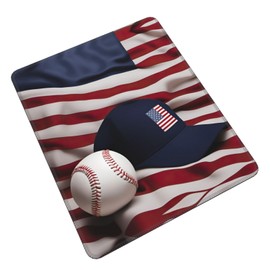 SSIMOO American Flag and Baseball Desk Computer Pad-Gaming Computer Mat for Office and Home Use-Cute Computer Pad, 10 x 12 inch, Black