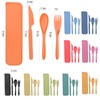 Reusable Travel Utensils Set with Case, 4 Sets Wheat Straw