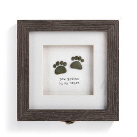 DEMDACO Paw Prints On My Heart Grey 6 x 3 Composite Wood Decorative Keepsake Box