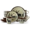 Elama Majestic Elk 16 Piece Round Stoneware Dinnerware Set in