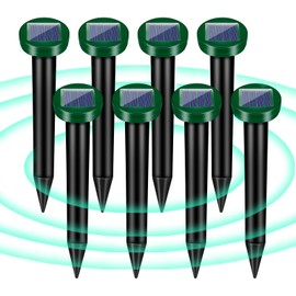 Solar Mole Repellent, Ultrasonic Squirrels Repeller for Moles, Gophers, Voles & Skunks, Waterproof Lawn & Yard Deterrent, 8 Pack