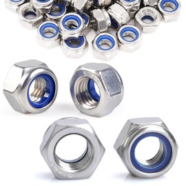 Pack of 50 Nuts Galvanised Steel Self-Locking Nuts M5 Nuts Self-Locking Carbon Steel Hex Nuts, Stop Nut Lock Nuts, Stop Nuts Set (50 Pieces M5)