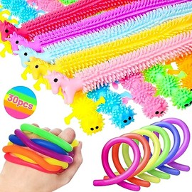 30 Piezas Juguetes de Cuerda elástica, 3 Estilos Juguete Sensorial para Aliviar el Estrés y Ansiedad, Recuerdos de Fiesta, Regalo para Navidad,Premios para Fiestas Infantiles,Cumpleaños (Multicolor)