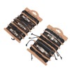 12PCS Braided Faux Leather Bracelet Set Multilayer Vintage Rock Style