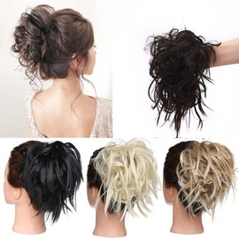 Tess Women’s Bun Hairpiece, Scrunchie With Straight Hair, Messy Bun, Top Knot, Up Do Hair Extensions, 45g Natural black