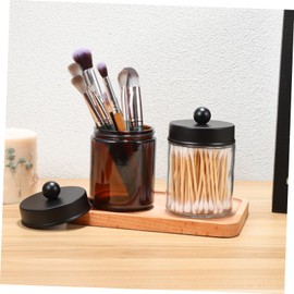 Baluue Cotton Pad Container Makeup Organizer Glass Swab Holder Safe Glass Material Space-saving Design