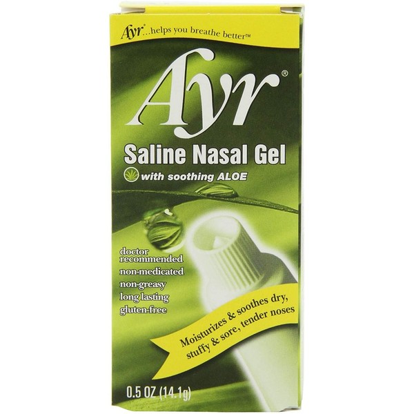 Ayr Saline Nasal Gel with Soothing Aloe, 2 Count,0.5 oz