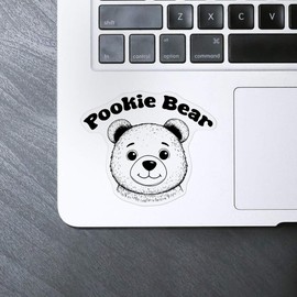 'Pookie Bear Teddy' Clear Sticker Decal – Waterproof Film for Windows, Cars, Walls & Crafts, Medium (100mm) (DC00135845)