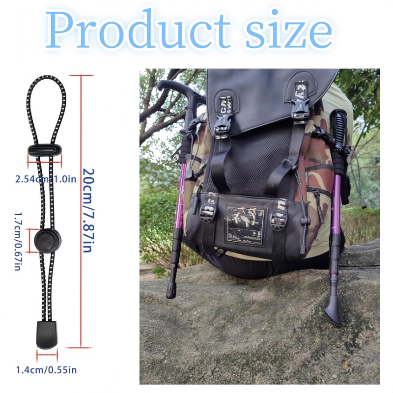 10 pcs Backpack Hiking Stick Holder Straps, Elastic Rope with