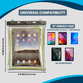 VOS Universal Waterproof Case, Dry Bag Pouch for Tablets up to 11 inch (Green)