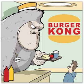 Twizler Funny Card with Gorilla, Burger King and Burger Kong - Blank Card - Happy Birthday Card - Humour Card - Fathers Day Card - Good Luck Card - Thank You Card - Teenager Card - Get Well Soon Card