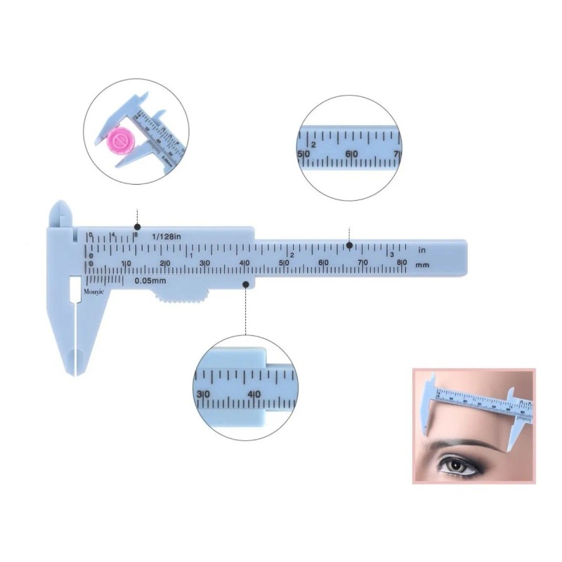 1 Regla Vernier Para Cejas+plantillas +cepillo Para Pestañas