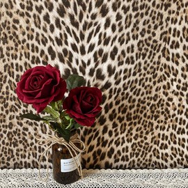 Non-Pasted Wallpaper Leopard Wallpaper Textured 17.3'' x 19.7ft Animal Print Glitter Wallpaper Jungle Animal Wallpaper Non-Woven 3D Embossed Wallpaper - Size: 472" x 17.3"