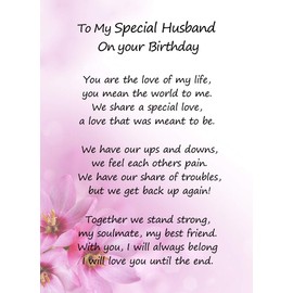 Romantic Birthday Verse Poem Card (Special Husband)