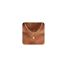 ORAZIO Gold Necklaces for Women,Layered Gold Necklace,14K Gold Plated Pendant Necklaces,Simple Choker Necklaces Set, Dainty Gold Chain Necklaces,Trendy Gold Stacked Jewelry Gifts for Women,2Pcs/Cuban