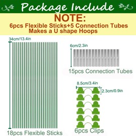 Garden Hoops for Raised Beds 3Set Row Cover Greenhouse Garden Grow Tunnel Netting Hoops, Greenhouse Support Hoop Flexible Fiberglass DIY for Outdoor Plant 18pcs Flexible Sticks