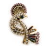 Exotic Multicoloured Crystal Bird Stud Earrings In Antique Gold Plating