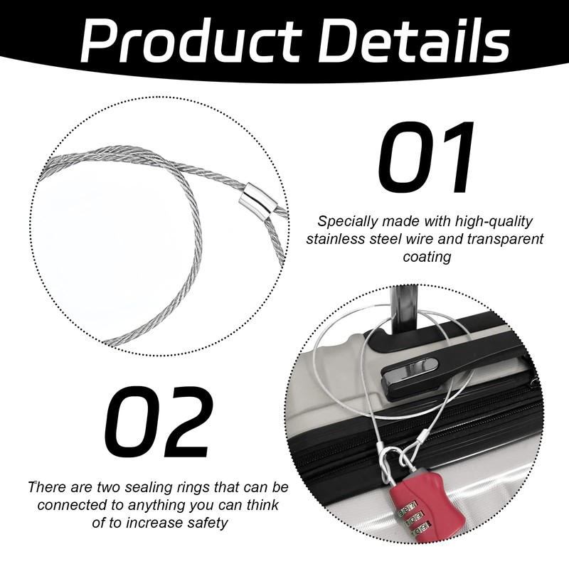 5 Pcs Cable Lock, Rust and Corrosion Resistant Security Cable,
