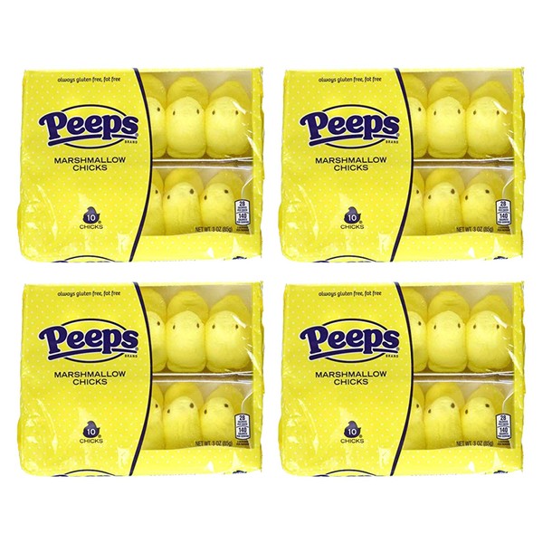 Marshmallow Peeps Yellow Chicks -10 Ct Tray - (Pack of 4)