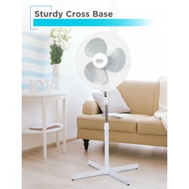 BLACK+DECKER 18-Inch Pedestal Fan, BFP18SXW, Oscillating Fan for Home and Office, Standing Fan with 3 Speed Settings, Height Adjustable with Adjustable Head Tilt, White