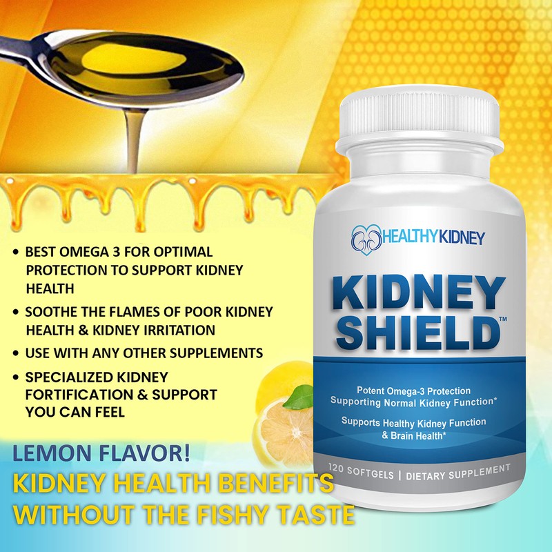 Kidney Shield Omega 3 Fish Oil Supplements - DHA EPA