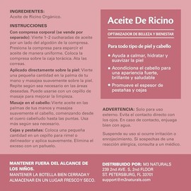 Aceite de Ricino Orgánico 100% Puro 500 ml | Castor Oil para Cabello, Pestañas y Cejas | Crecimiento Capilar y Fortalecimiento | Aceite Corporal y Fac