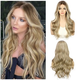 Sapphirewigs Blonde Wig Lace Front Wig 13x4 Synthetic Wig Body Wave Highlight Blonde Kanekalon Futura Pre-plucked Daily Wear Party Date Wig 22inch