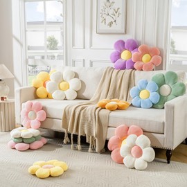 Vdoioe Flower Pillow, Cute Daisy Pillow Flower Shaped Throw Pillow Cushion Seating 19.6" Flower PlushThrow Pillow Floor Pillows Home Decorative Seating Cushion