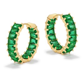 Secroma Hoop Earrings Gold for Women - 18K Gold-Plated Earrings with Cubic Zirconia, Crystals Earrings Gold, Jewellery for Women and Girls, Brass, No Gemstone