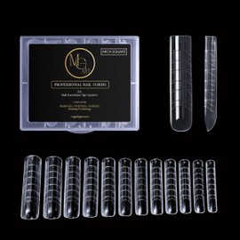 MGart Dual Nail Forms ARCH SQUARE Structure Poly gel Forms Full Cover Molds 12 Sizes for Solid Gel Glue Art Design Salon&DIY