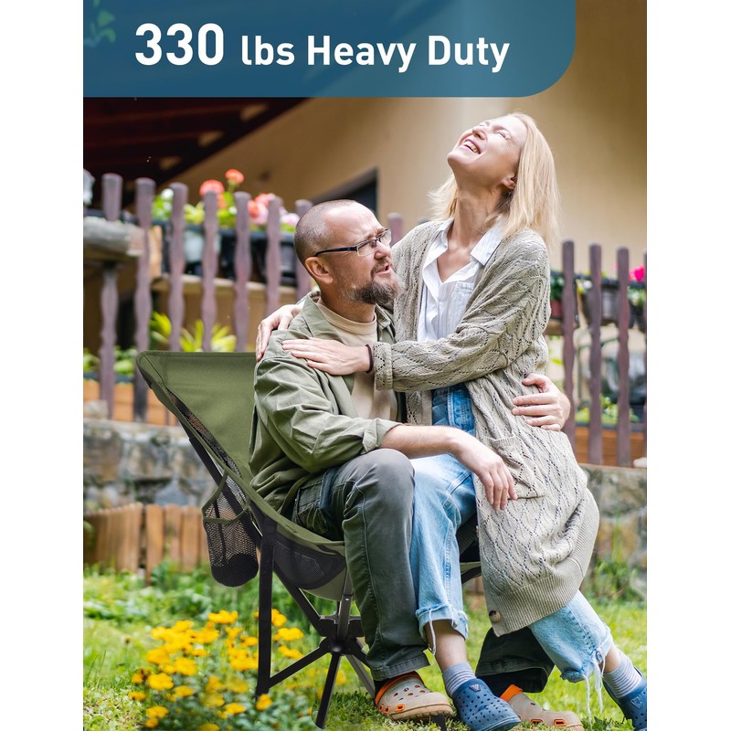 Docusvect Swivel Portable Camping Chair for Adults, Fast Setup, Lightweight