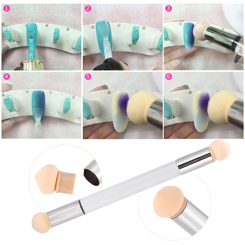 Pincel de sombreado de uñas, 2 colores de doble extremo