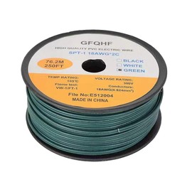 GFQHF 250FT SPT-1 Green Electrical Wire,UL Listed 18/2 Zip Cord Wire 18 Gauge Wire,Work with SPT-1 Vampire Plug